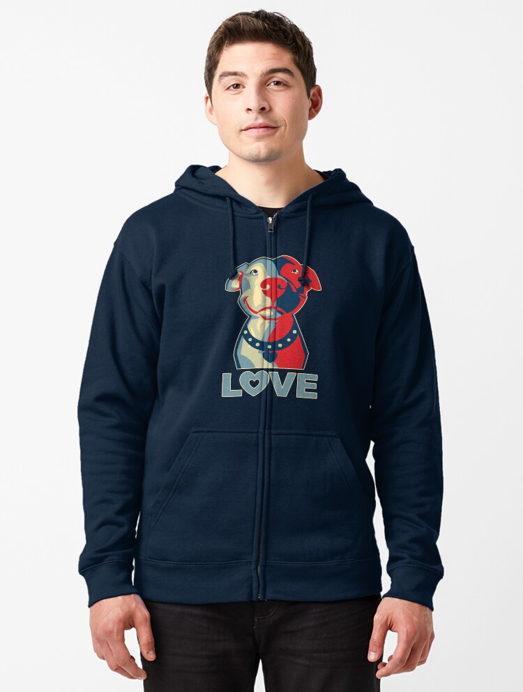 Thumbnail 1 of 5, Zipped Hoodie, Pitbull - LOVE designed and sold by SnoringDragon.