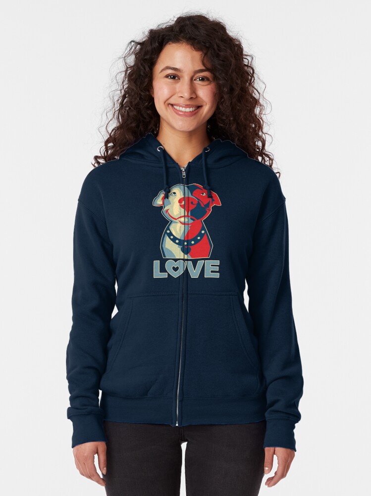 Thumbnail 2 of 5, Zipped Hoodie, Pitbull - LOVE designed and sold by SnoringDragon.