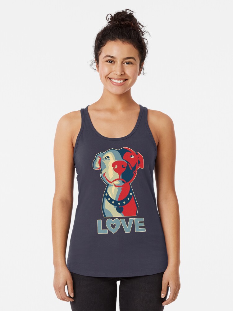 Thumbnail 1 of 3, Racerback Tank Top, Pitbull - LOVE designed and sold by SnoringDragon.