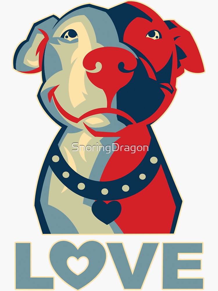 Thumbnail 3 of 3, Sticker, Pitbull - LOVE designed and sold by SnoringDragon.