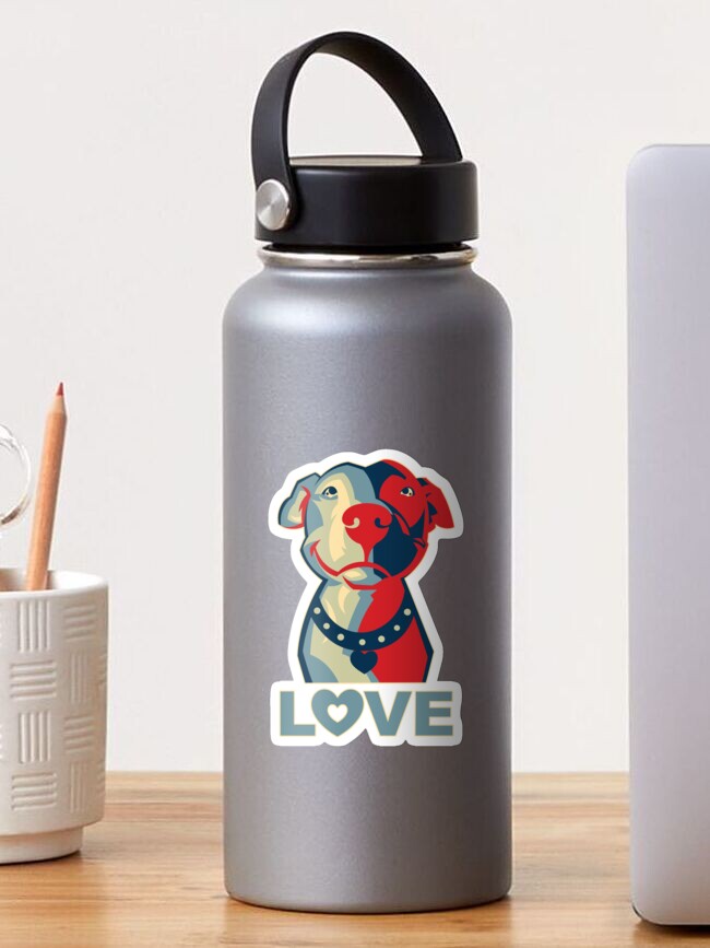 Thumbnail 1 of 3, Sticker, Pitbull - LOVE designed and sold by SnoringDragon.