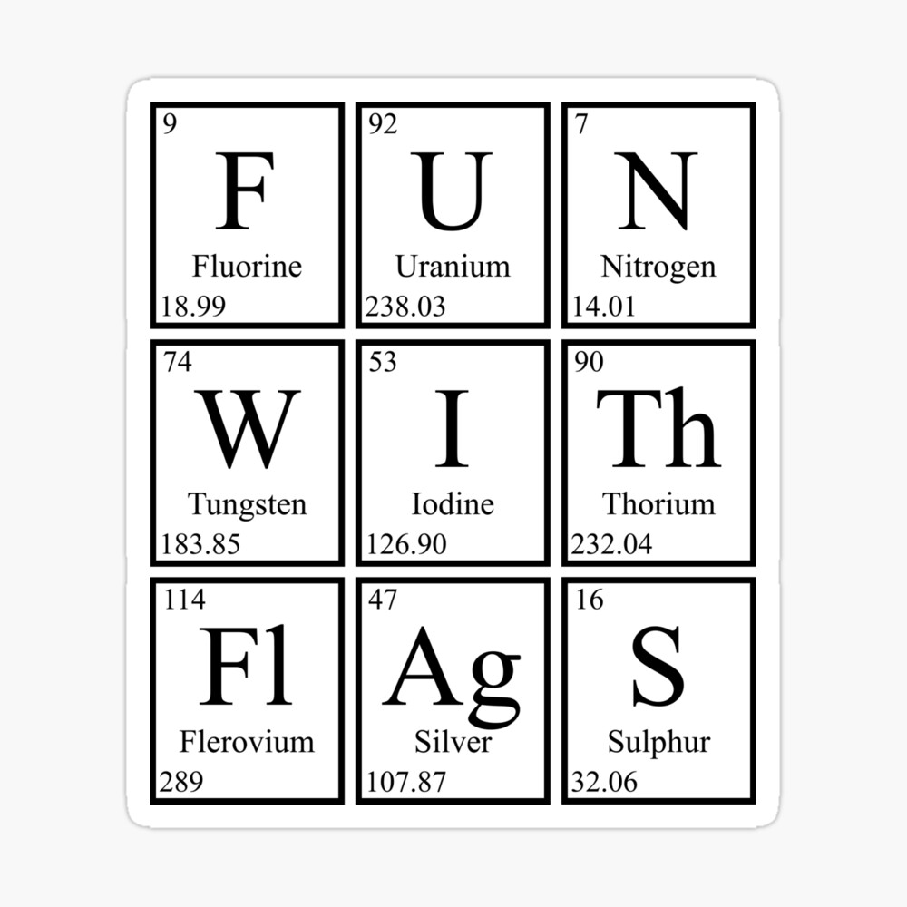 fun with flags periodic table art board print by evelyusstuff redbubble