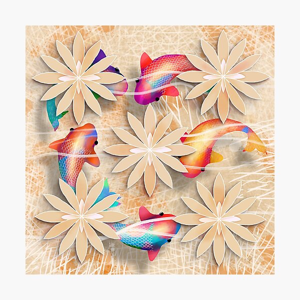 Golden Rainbow Koi Photographic Print