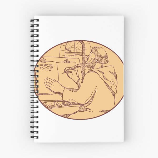 Item preview, Medieval Monk Writing Illuminated Manuscript Drawing Color designed and sold by patrimonio.