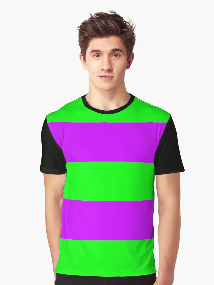 Neon Green Purple Wide Horizontal Stripes #1 Graphic T-Shirt