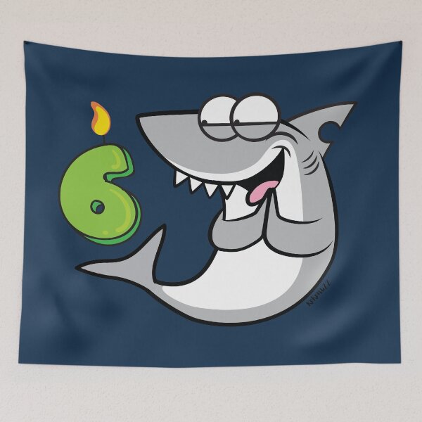 Item preview, 6 year Birthday / Sixth anniversary celebration with FIN the shark designed and sold by Kokonuzz.