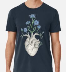 Camiseta premium para hombre Corazón Floral: Anatomía Humana Flor de Aciano Día del Padre Regalo