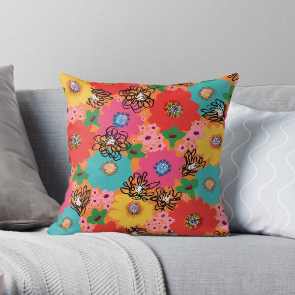 Flower Power – Orange Throw Pillow