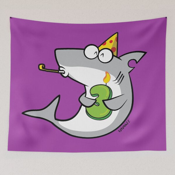 Item preview, 3 year Birthday / 3rd anniversary party with FIN the shark designed and sold by Kokonuzz.