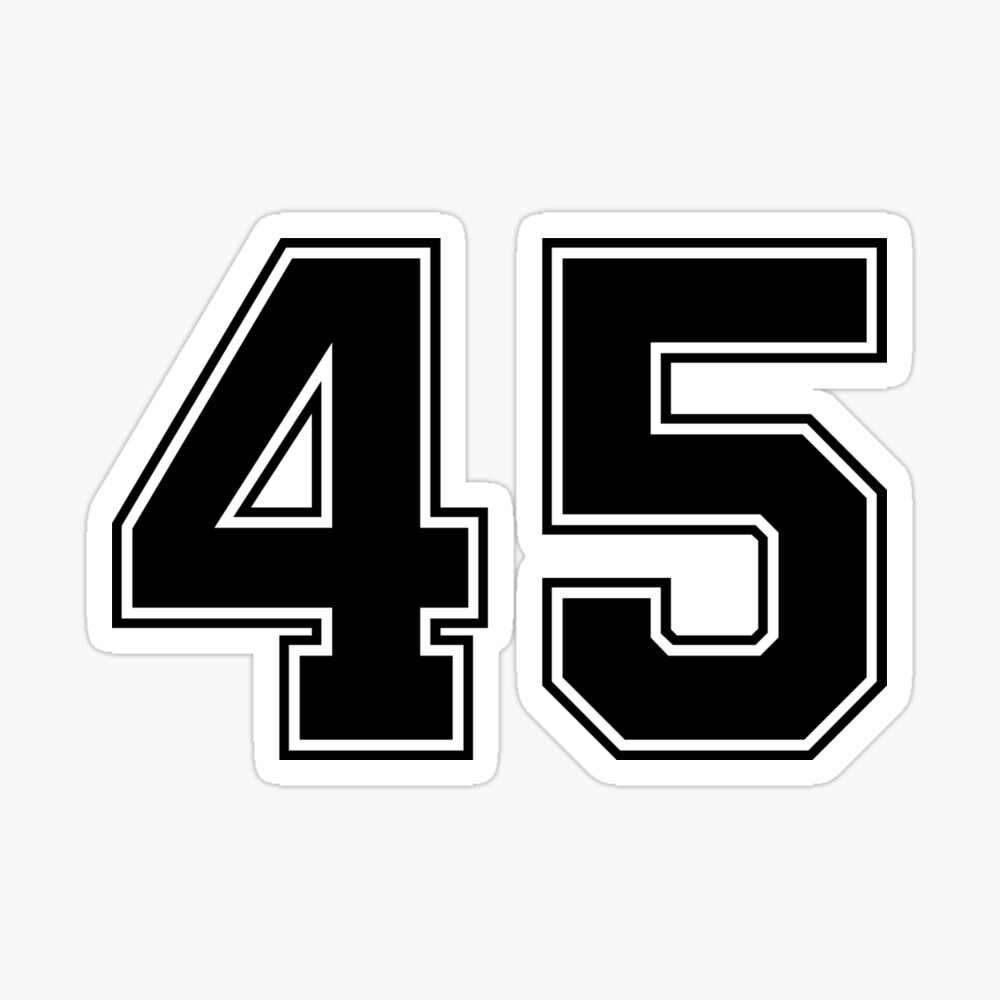 45 American Football Classic Vintage Sport Jersey Number in black number on  white background for american football, baseball or basketball\