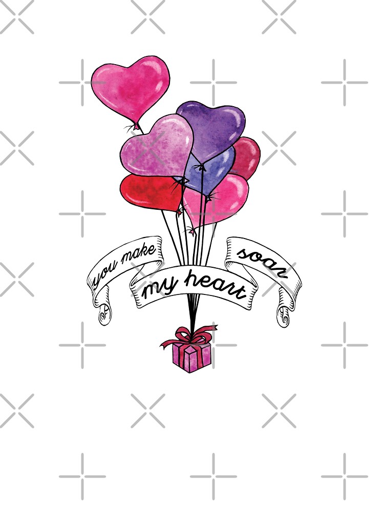 You make my heart soar valentines day watercolor balloon