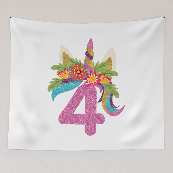Item preview, Unicorn 4th Birthday For Girls Kids designed and sold by Seas Wanda.
