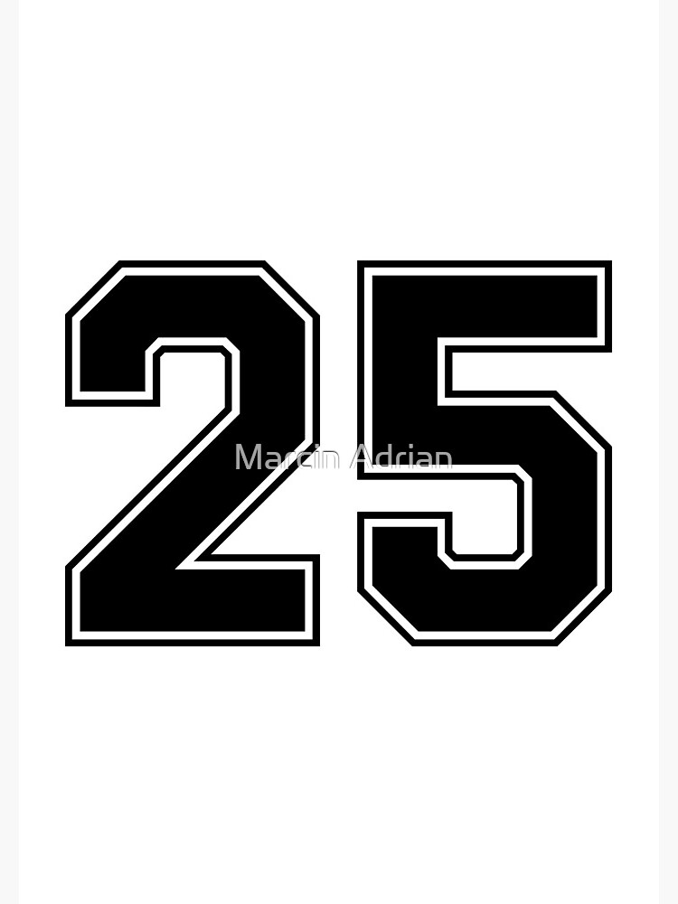 "25 American Football Classic Vintage Sport Jersey Number in black