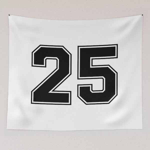 Item preview, 25 American Football Classic Vintage Sport Jersey Number in black number on white background for american football, baseball or basketball designed and sold by Marcin Adrian.