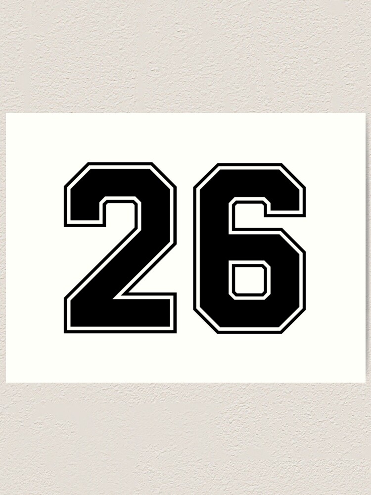 26 American Football Classic Vintage Sport Jersey Number in black number on  white background for american football, baseball or basketball | Art Print