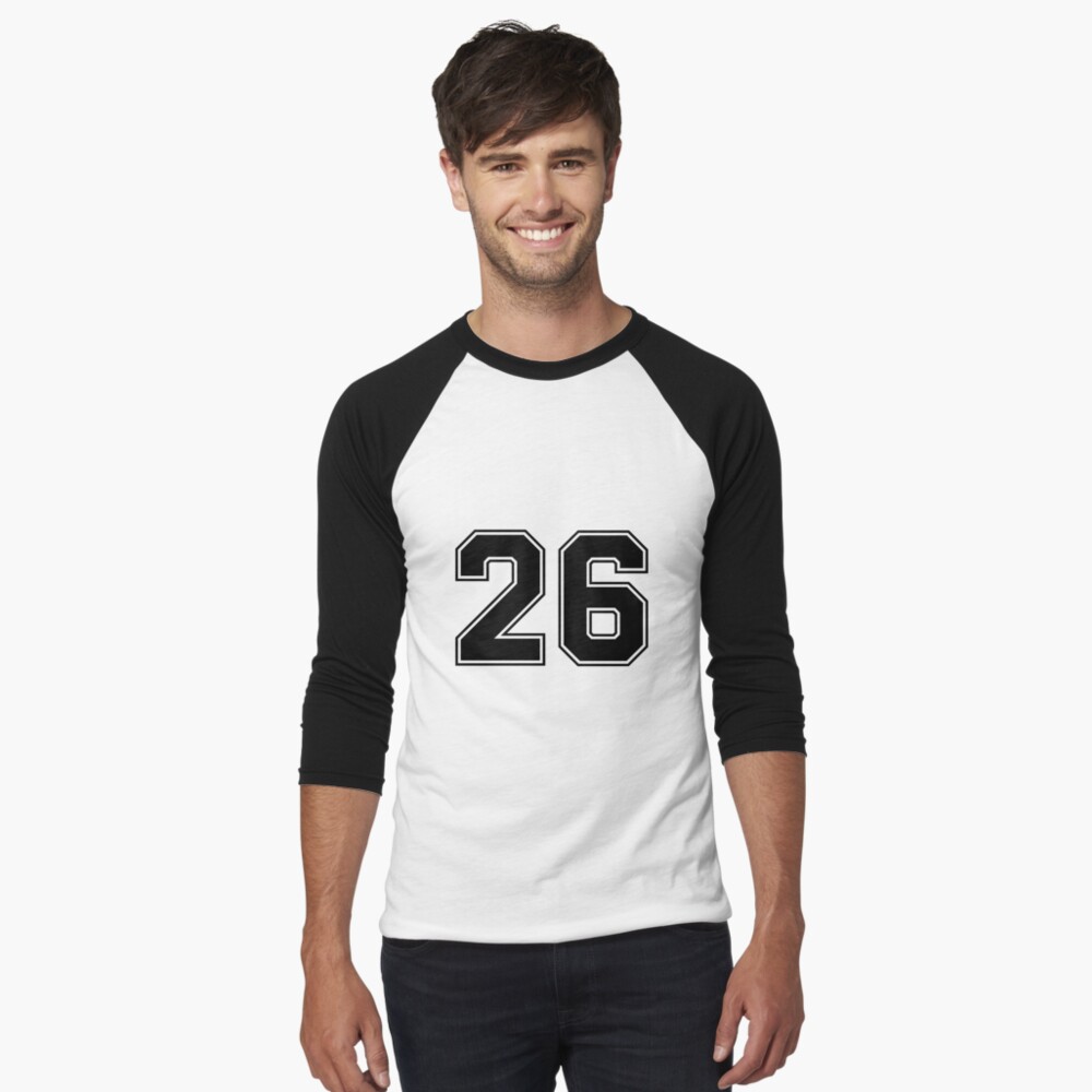 26Classic Vintage Sport Jersey Number, Uniform numbers in black as