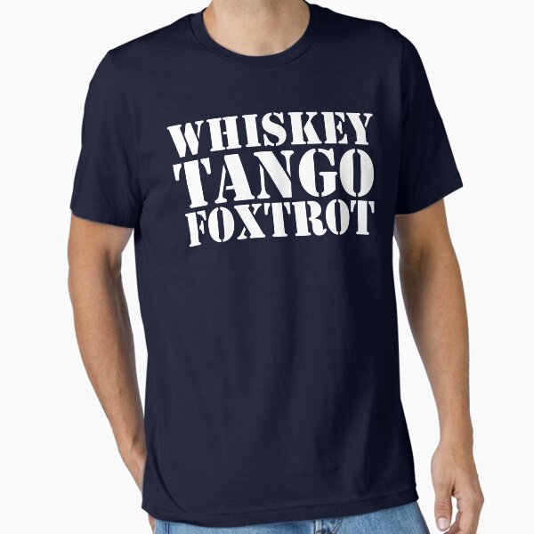 Aperçu de l'œuvre Whiskey Tango Foxtrot WTF alphabet phonétique militaire T-shirt créée et vendue par bitsnbobs.