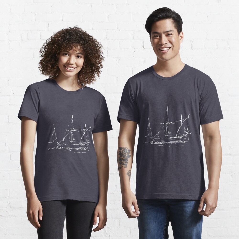 "Sketch of a Sailboat - White" T-shirt by Pixelchicken | Redbubble