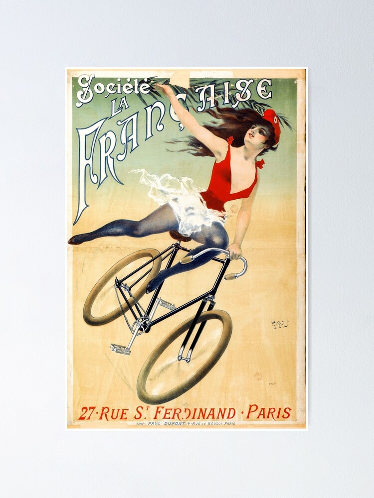 Bicycle Bike Lady Red Hat French Tourism Cycling Vintage Poster Repo FREE S/H 