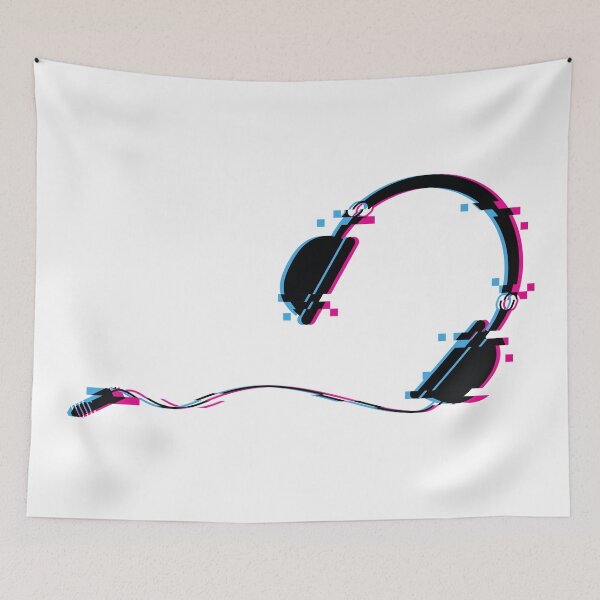 Item preview, Music Headphones Glitch Art designed and sold by Flaming Imp.