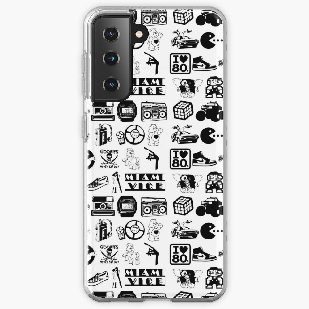 80s Pop Culture Icons - Multi - Black on White iPad Case & Skin