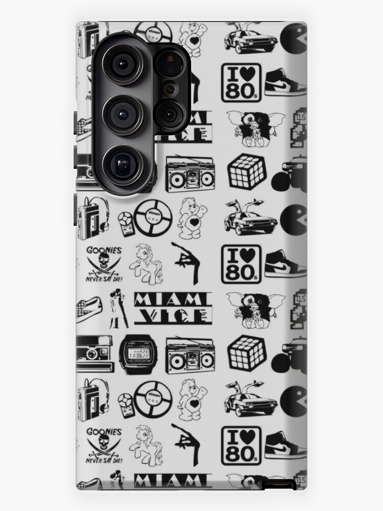 80s Pop Culture Icons - Multi - Black on White iPad Case & Skin