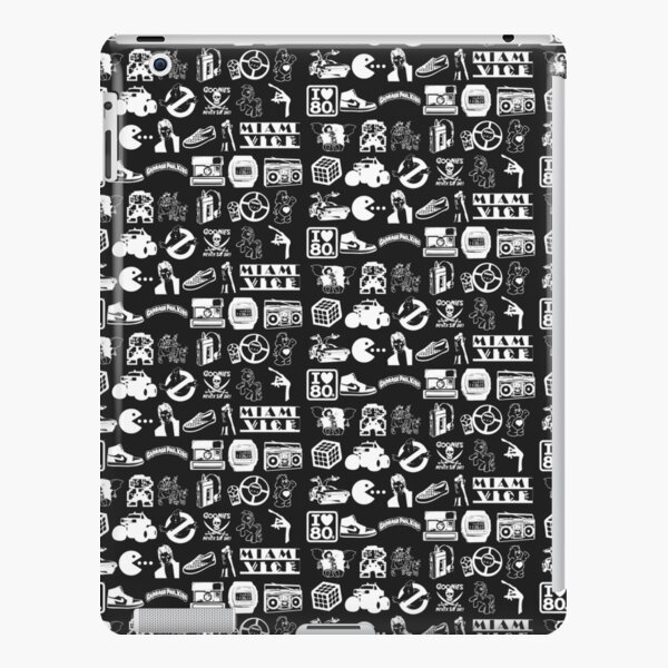 80s Pop Culture Icons - Multi - Black on White iPad Case & Skin