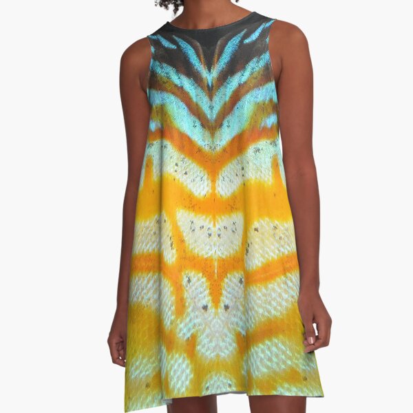 mirror of yellow and red Discus fish Symphysodon A-Line Dress