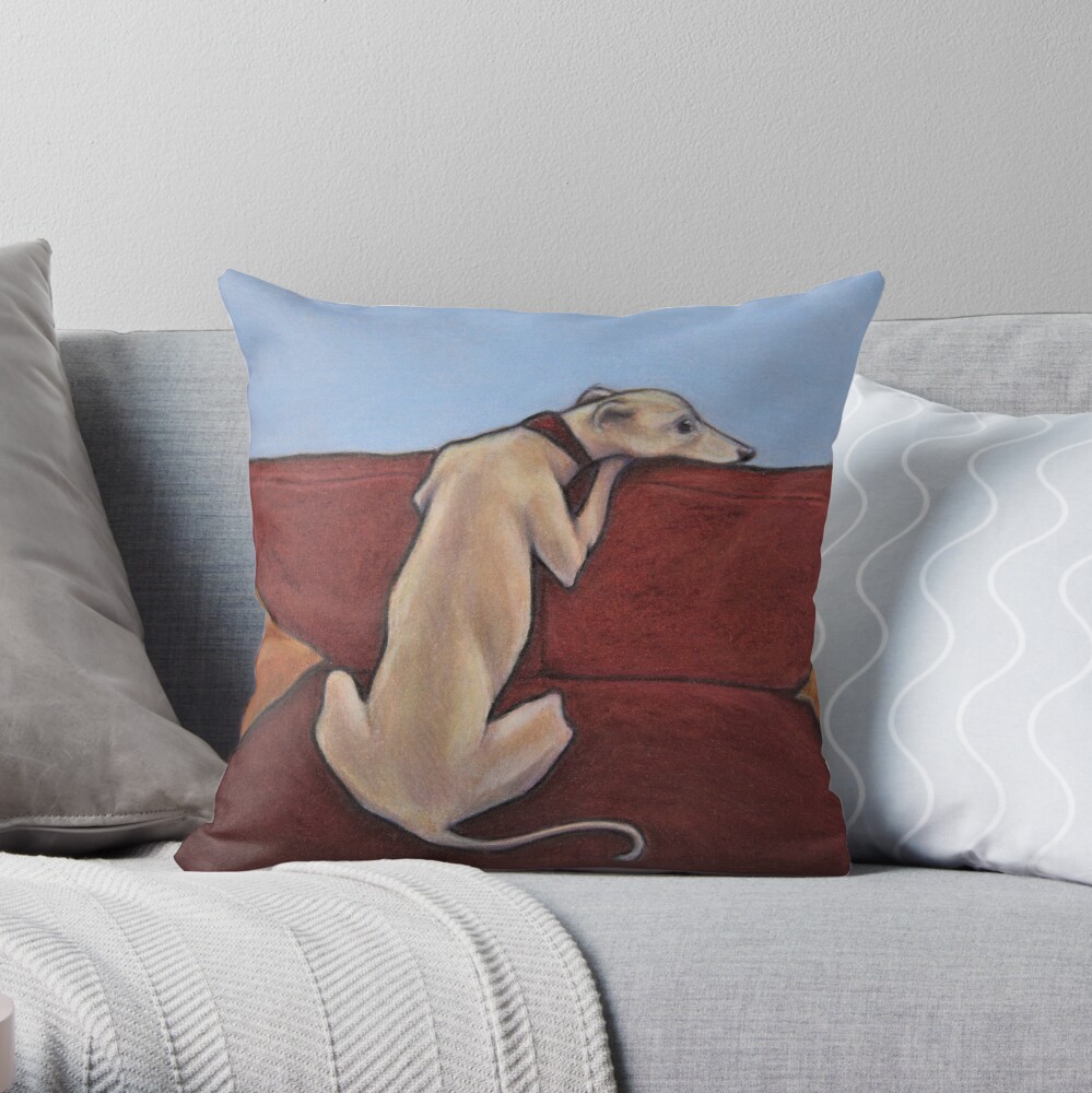 Whippet Waiting Throw Pillow