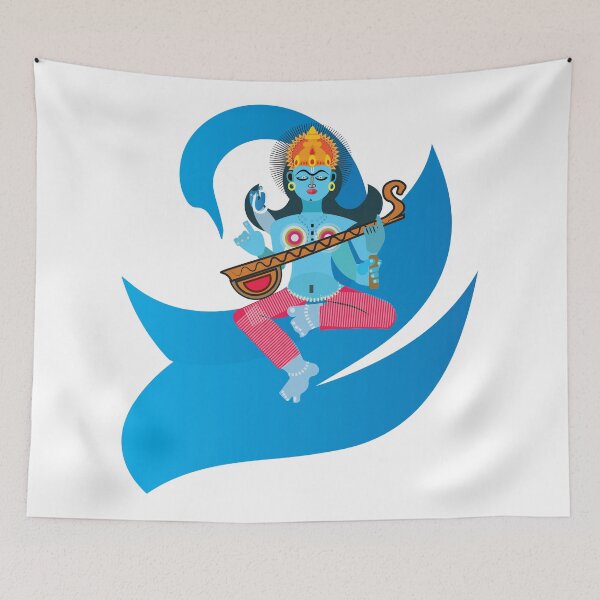 Item preview, Wisdom Saraswati Vasant Panchami India t-shirt,Goddess of Wisdom Saraswati poster, illustration of Goddess of Wisdom Saraswati art work  designed and sold by KARTICK DUTTA.