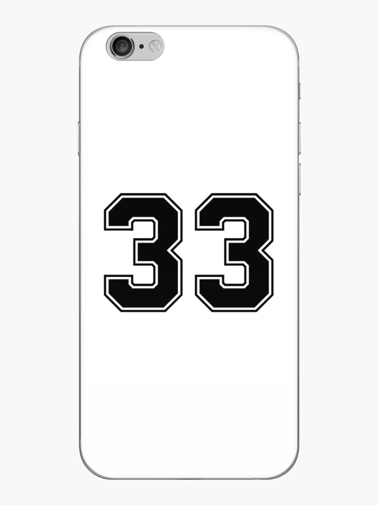 Vinilo para iPhone «33 Número clásico de Jersey de deporte clásico de  fútbol americano en negro sobre fondo blanco para fútbol americano, béisbol  o baloncesto» de MarcinAdrian | Redbubble