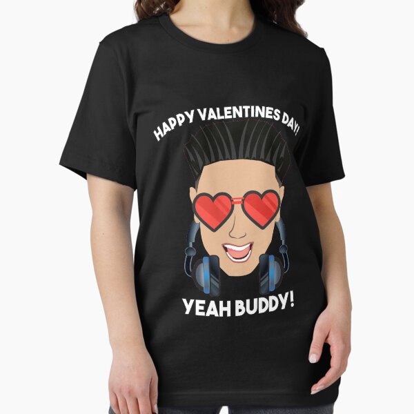 Artikel-Vorschau von Valentinstag DJ Pauly D mit Herz-Sonnenbrille Happy Valentines Day Yeah Buddy, designt und verkauft von TeagoShirts.