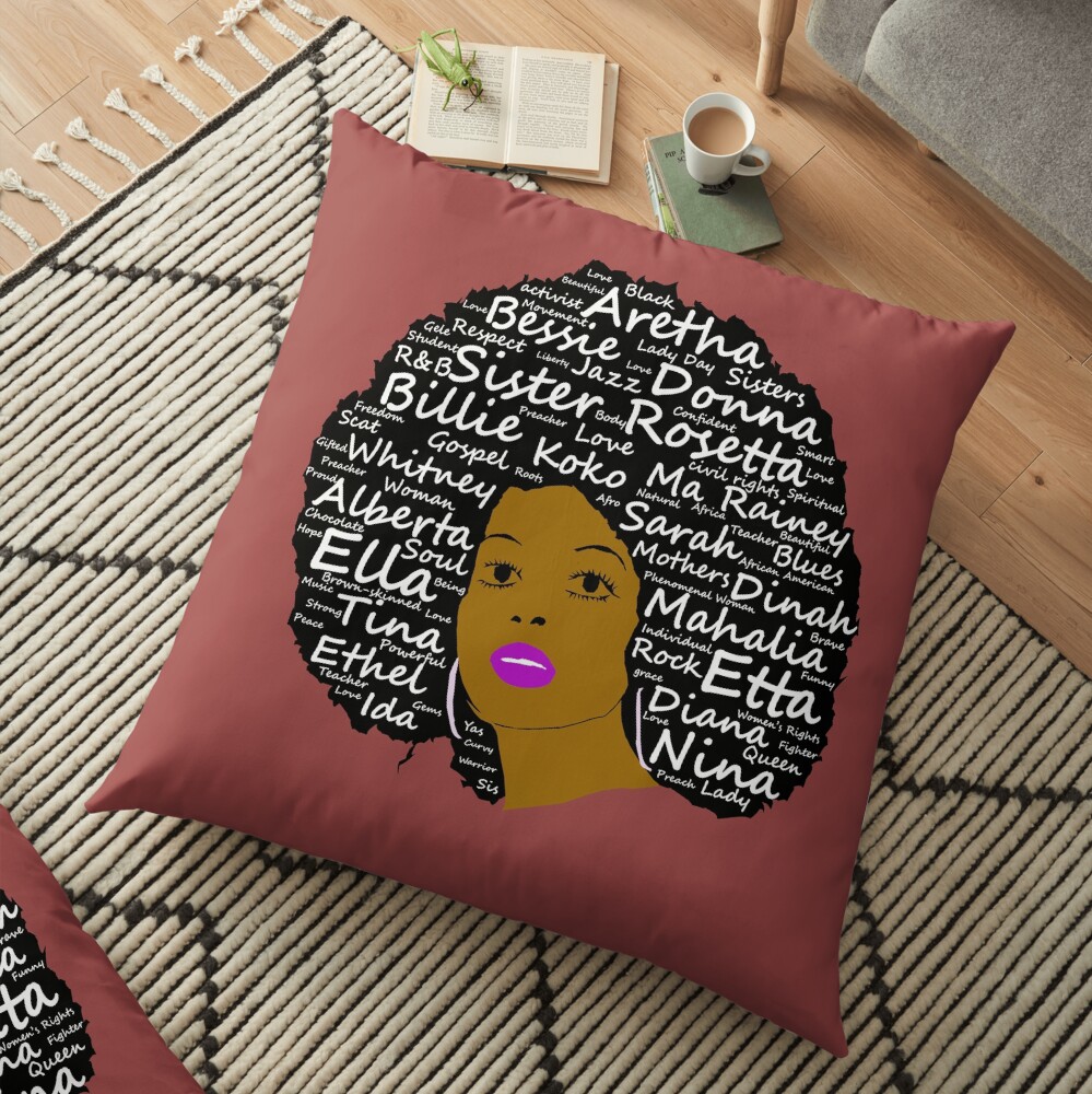 Singers Natural Hair Afro Art Floor Pillow By Mephobiadesigns