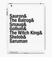 J.R.R Tolkiens Lord Of The Rings / Hobbit - Villains Typography list iPad Case/Skin