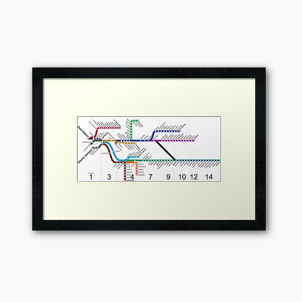 Long Island Railroad Route Map Framed Art Print