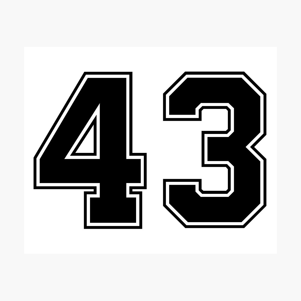 43 American Football Classic Vintage Sport Jersey Number in black number on white background for american football, baseball or basketball Poster