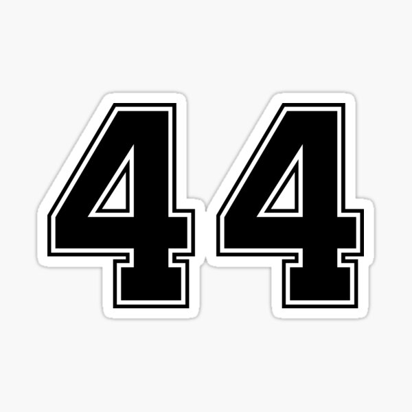 44 American Football Classic Vintage Sport Jersey Number in black number  on white background for american football, baseball or basketball Sticker