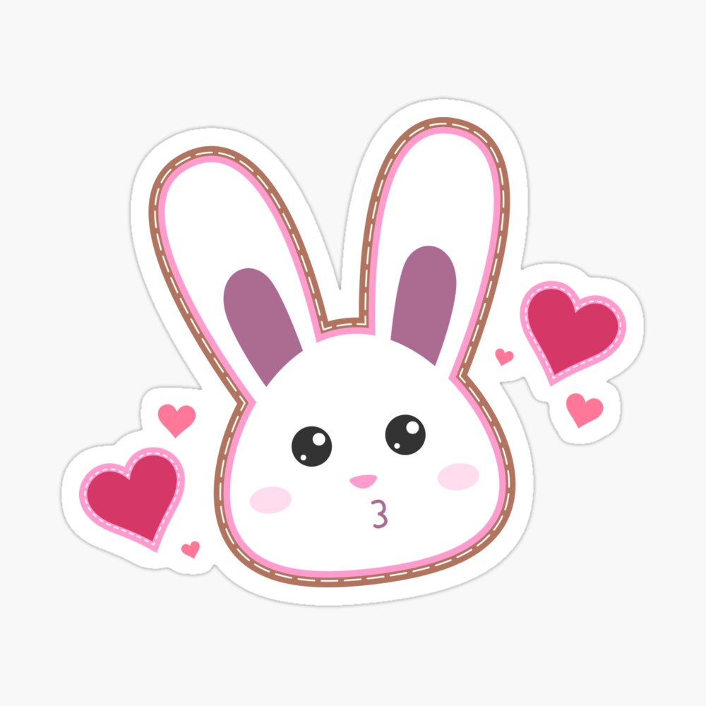 Poster Lapin De Paques Cadeau Paques Face Kawaii Coeur Lapin Par Franja2 Redbubble