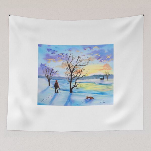 Item preview, Man & Dog winter painting designed and sold by GORDON BRUCE ART.