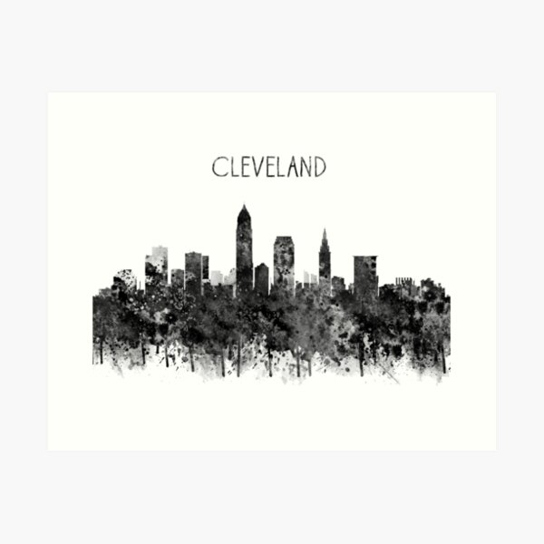 Cleveland Skyline Art, Original Cleveland Skyline Watercolor Painting,  Cleveland Ohio Art, Watercolor Skyline Painting, Cleveland Gifts 