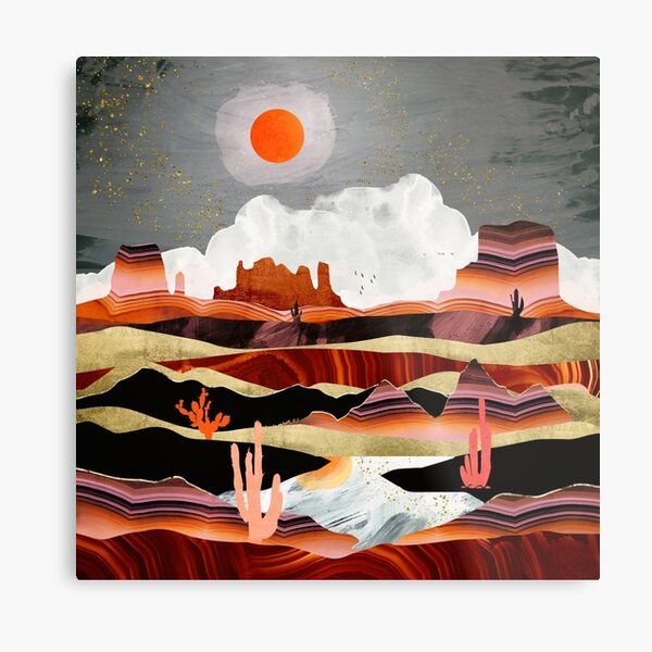 Coral Desert Lake Metal Print