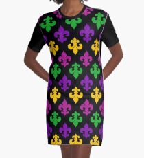 Mardi Gras Fleur de Lis Graphic T-Shirt Dress