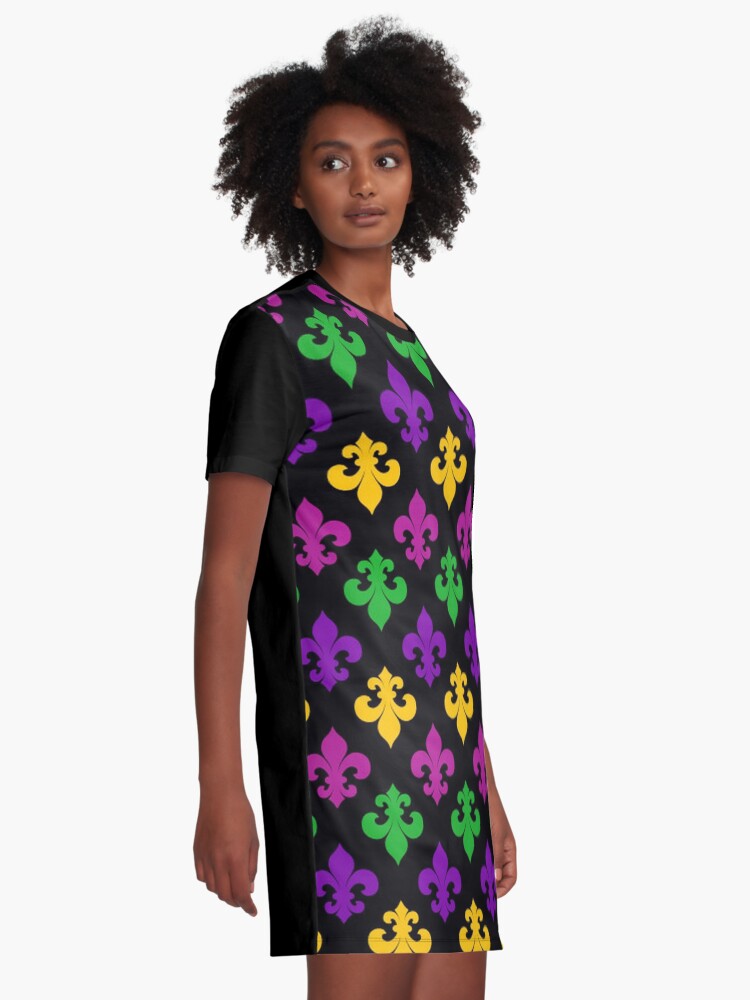 Alternate view of Mardi Gras Fleur de Lis Graphic T-Shirt Dress