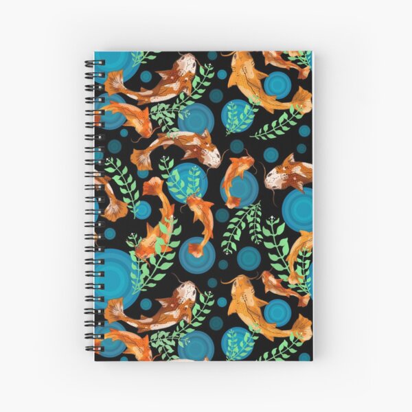Swimming Orange Koi Fish Tiling Art Pattern Spiral Notebook