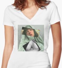 Mia Techno Aesthetic Women's Fitted V-Neck T-Shirt