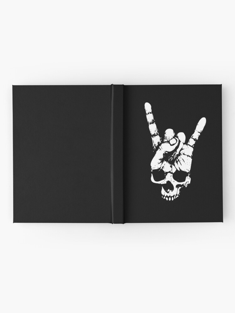 Heavy Metal Skull With Devil Horns Hand Hardcover Journal By Tshirtsbyms Redbubble - roblox devil horns hat