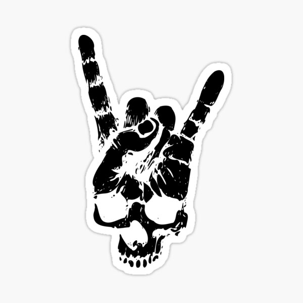 Skeleton Hands Rock N Roll Sign of the Horns Corna' Sticker