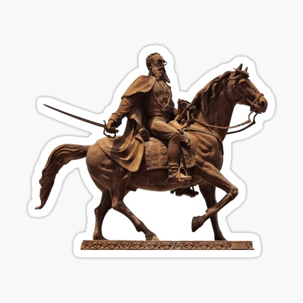 #sculpture, #cavalry, #statue, #mammal, #art, metalwork, ancient, horizontal, color image, sitting, horse, equestrian event, day, old, animal Sticker