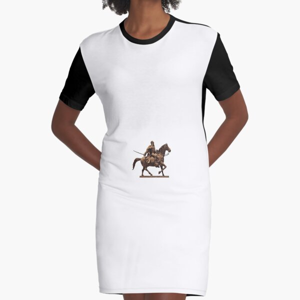 #sculpture, #cavalry, #statue, #mammal, #art, metalwork, ancient, horizontal, color image, sitting, horse, equestrian event, day, old, animal Graphic T-Shirt Dress