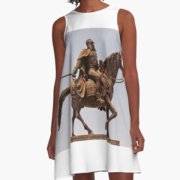 sculpture, cavalry, statue, mammal, two, art, metalwork, ancient, horizontal, color image, sitting, horse, equestrian event, day, old, animal A-Line Dress
